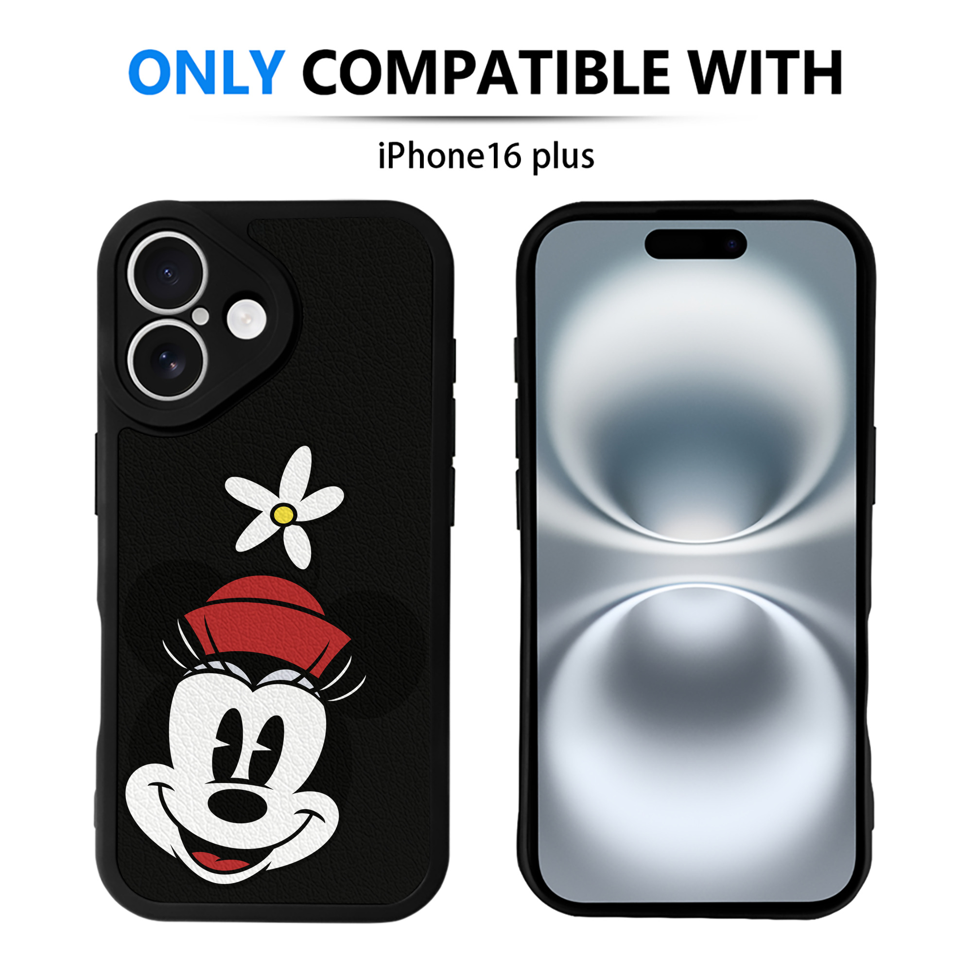 （画像用） ミッキーマウス Mickey Mouse 【iPhone 16シリーズ対応】シリコンスマホケース（レザー調） 材質：シリコン